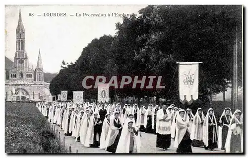 Cartes postales Lourdes La Procession a l&#39Esplanade