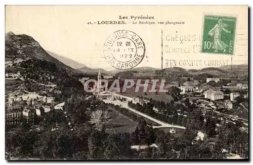Cartes postales Les Pyrenees Lourdes La Basilique vue plongeante