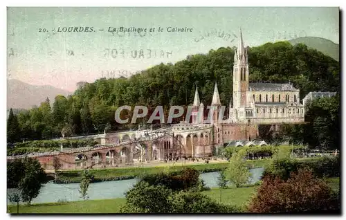 Ansichtskarte AK Lourdes La Basilique et le Calvaire