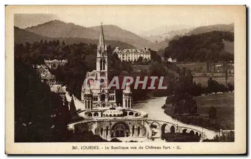 Cartes postales Lourdes La Basilique vue du Chateau Fort