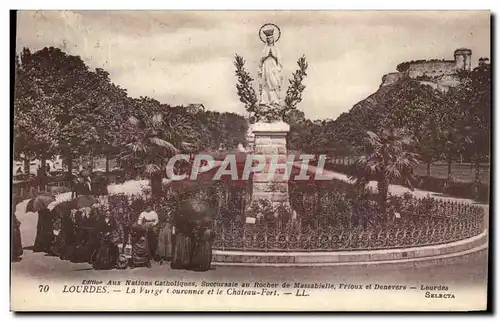 Cartes postales Lourdes La Vierge Couronnee et le Chateau Fort
