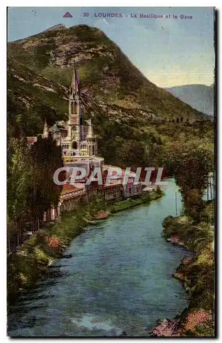 Cartes postales Lourdes La Basilique et le Gave