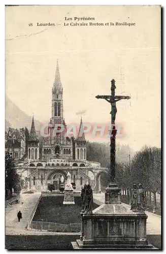 Ansichtskarte AK Lourdes Le Calvaire Breton et la Basilique