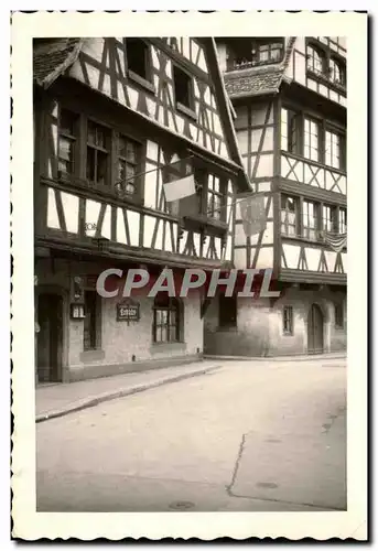 CARTE PHOTO Maisons Alsace Drapeau europeen