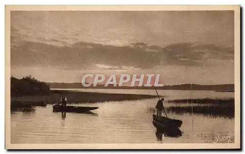 Cartes postales La Douce France Les Landes De Gascogne Crepuscule sur l'Etang de Leon
