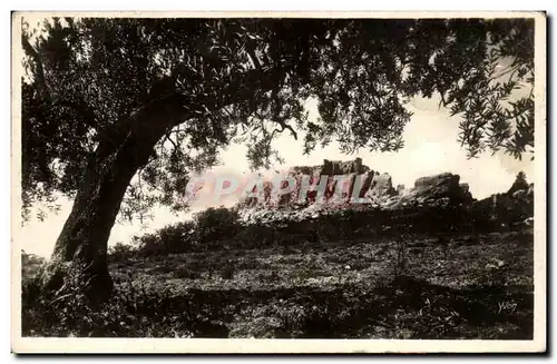 Cartes postales Le Douce France Les Baux Les Ruines Du Chateau vue a travers les oliviers