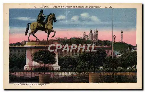 Cartes postales Lyon Place Bellecour et Coteau de Fourviere