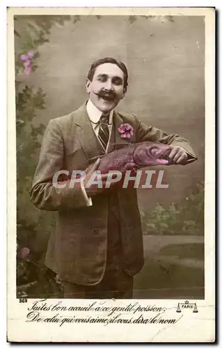 Cartes postales Fantaisie Homme poisson