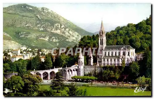 Moderne Karte Lourdes La Basilique et le Pic du Jer