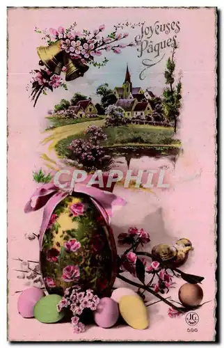 Cartes postales Fantaisie Fleurs Paques oeufs
