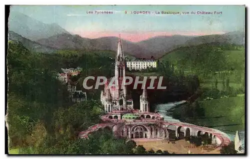 Ansichtskarte AK Lourdes La Basilique vue du Chateau Fort