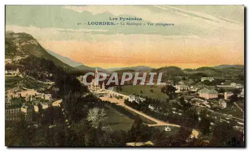 Cartes postales Lourdes La Basilique Vue Plongeante