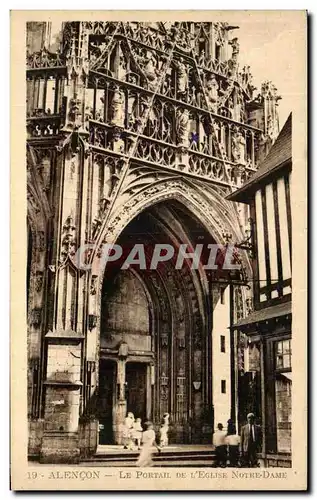 Cartes postales Alencon Le Portail De L'eglise Notre Dame