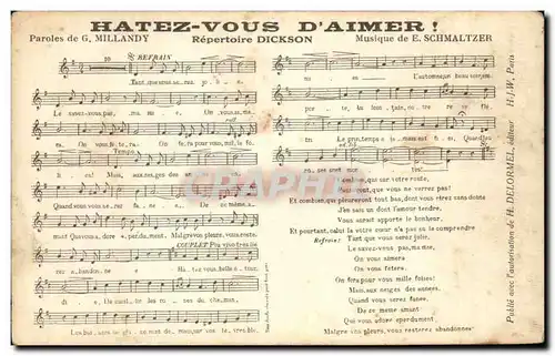Cartes postales Hatez Vous D&#39Aimer Millandy Dickson Schmaltzer