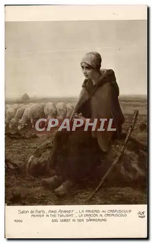 Cartes postales Salon De Paris Aime Perret La Priere Au Crepuscule Moutons