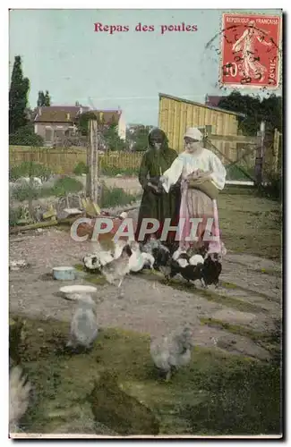 Ansichtskarte AK Repas Des Poules Folklore Costume