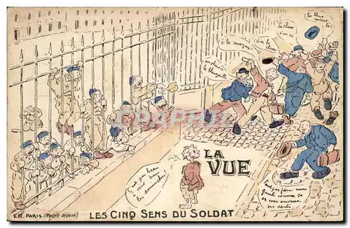 Cartes postales La Vue Les Cinq Sens Du Soldat Militaria