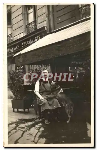 CARTE PHOTO Paris Maison Reffet Cafetier et son chien