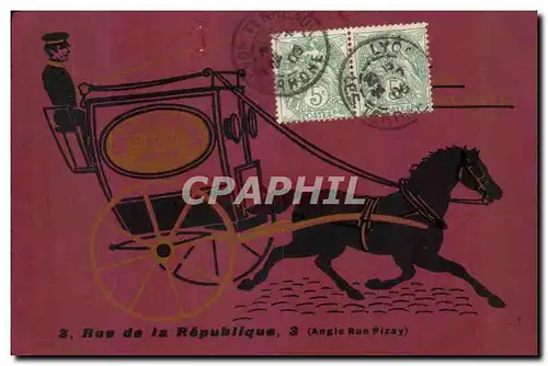 Cartes postales Rue De La Republique Angle Rue pizay Caleche Chevaux