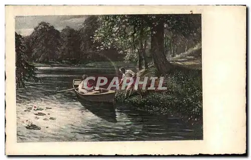 Cartes postales Fantaisie Femme et barque