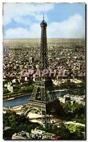 Cartes postales Paris Vue La Tour Eiffel a Seine et l&#39Arc de l&#39Etoile