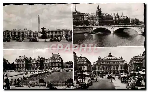 Cartes postales Paris Et Ses Merveilles La place de la Concorde la Conciergerie le palais du Luxembourg et la pl