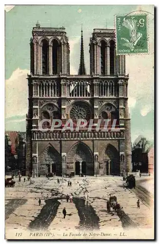 Cartes postales Paris la Facade de Notre Dame