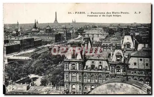 Cartes postales Paris Panorama des Huits Ponts Tour Eiffel