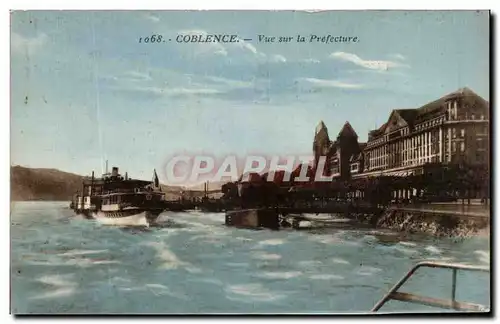 Cartes postales Coblence Vue sur la Prefecture Bateau