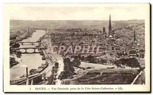 Cartes postales Rouen Vue Generale Prise de la Cote Sainte Catherine