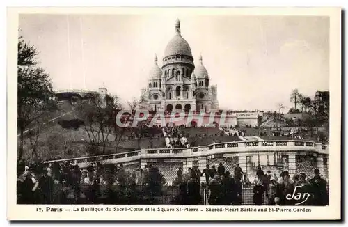 Cartes postales Paris La Basilique du Sacre Coeur et le Square St Pierre