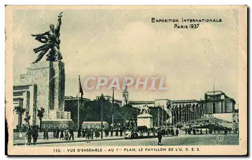 Ansichtskarte AK Exposition Internationale Paris 1937 Vue D&#39Ensemble Plan Le Pavillon De l&#39URSS Russie