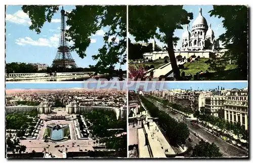 Moderne Karte Paris Tour Eiffel Sacre Coeur Chaillot Champs Elysees