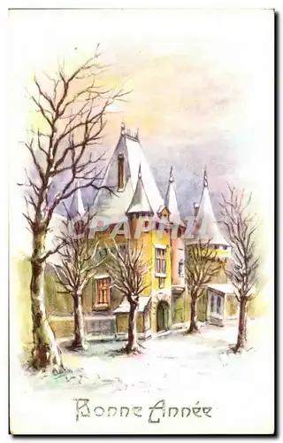 Cartes postales Fantaisie Bonne Annee chateau