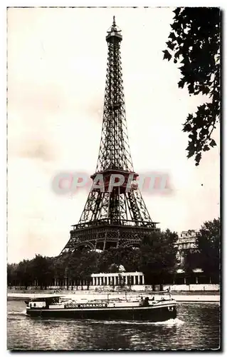 Cartes postales Paris la Tour Eiffel peniche Union normande