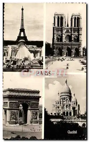 Ansichtskarte AK Paris La Tour Eiffel Notre Dame L&#39Arc de Triomphe Le Sacre Coeur