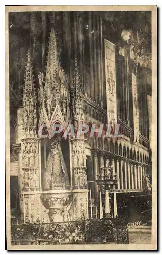 Cartes postales La Delivrande Interieur de la basilique La Vierge noire A l'Autel j'ai Prie Pour Vous