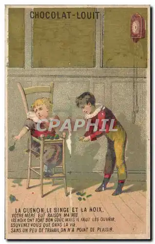 Chromo chocolat Louit Enfant La guenon Le singe et la noix