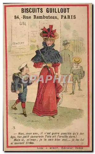 Chromo Biscuits Guillot Rue Rambuteau Paris Femme Enfant Ecolier
