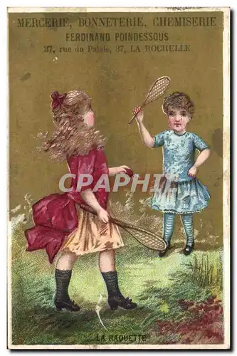 Chromo Ferdinand Poindessous Rue du palais la Rochelle Enfants Tennis Raquettes