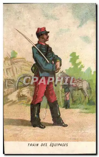 Chromo Train des Equipages Militaria Cheval