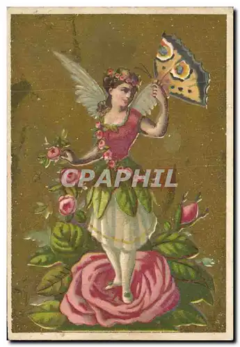 Chromo FEmme ange papillon