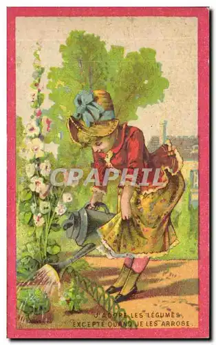 Chromo Ponvert Femme jardiniere dans son jardin La Rochelle