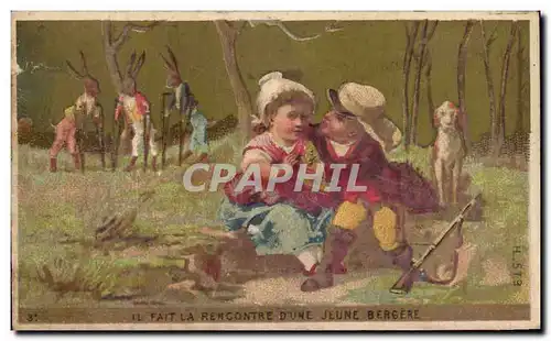 Chromo Pontvert La Rochelle Enfants Chasseur lapins