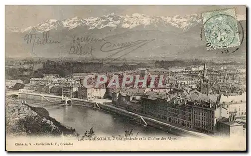 Cartes postales Grenoble Vue generale et La Chaine des Alpes