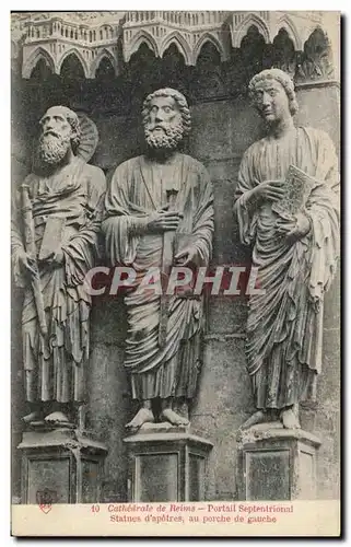 Ansichtskarte AK Cathedrale de Reims Portail Septentrional Statues d&#39apotres au porche de gauche