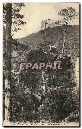 Cartes postales Bagnoles De l'Orne Le Rocher et l'Etablissement des Thermes