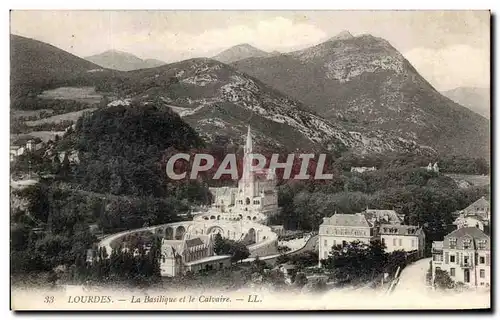 Ansichtskarte AK Lourdes La Basilique Et Le Calvaire