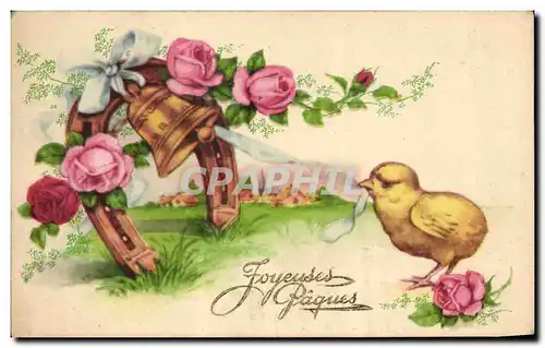 Ansichtskarte AK Joyeuses Paques Fleurs Poussins