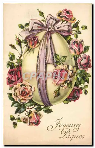 Cartes postales Joyeuses Paques Oeuf Fleurs